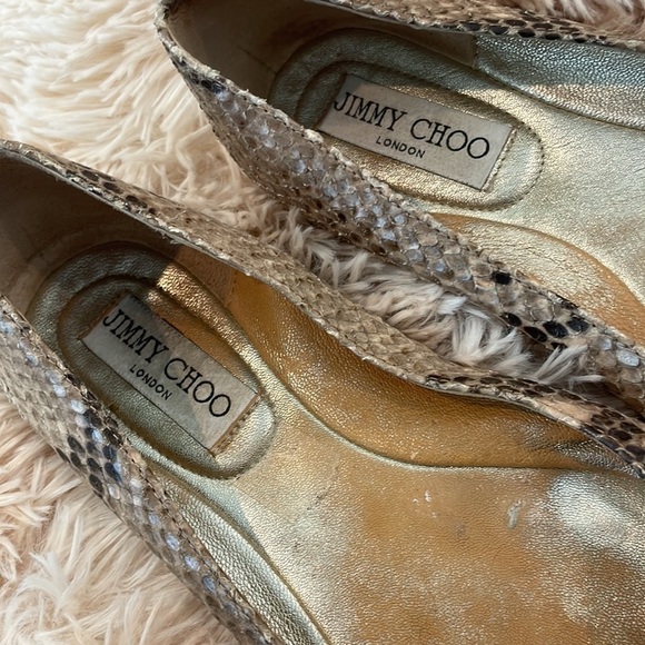 JIMMY CHOO | Gold Toe Snake Skin Print Luxury Flats | Size 35 EU Women’s - Picture 4 of 9